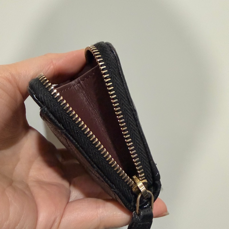 Chanel 香奈兒 L型 荔枝牛皮 卡夾 零錢包 黑 金-20
