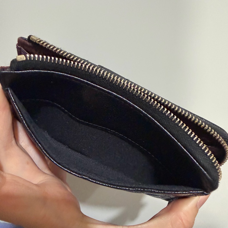 Chanel 香奈兒 L型 荔枝牛皮 卡夾 零錢包 黑 金-22