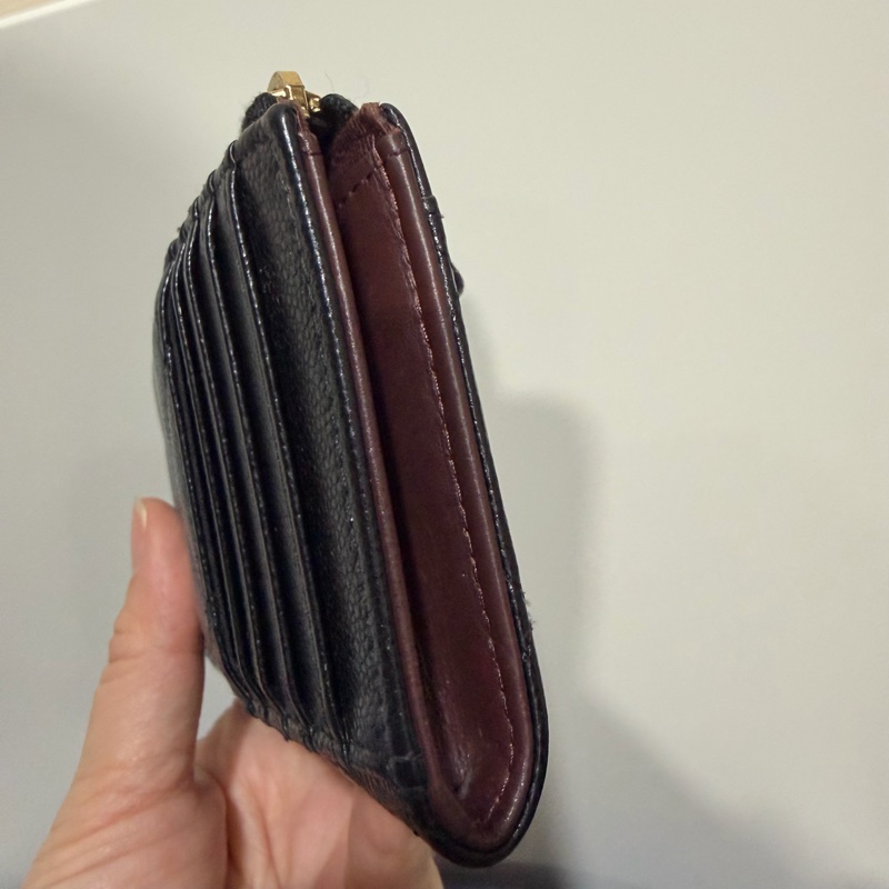 Chanel 香奈兒 L型 荔枝牛皮 卡夾 零錢包 黑 金-27
