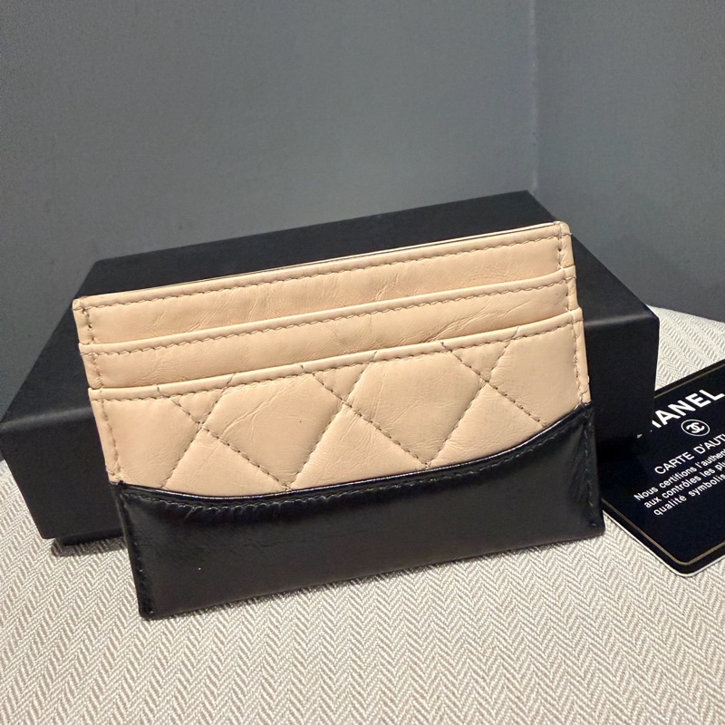 Chanel 香奈兒 流浪系列 卡夾 杏拼黑-2