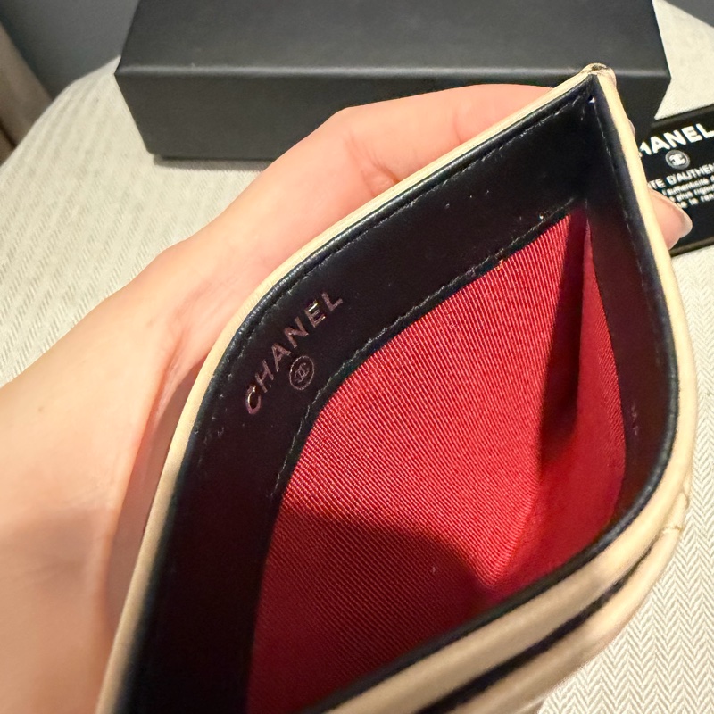 Chanel 香奈兒 流浪系列 卡夾 杏拼黑-6