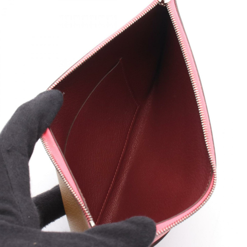 愛馬仕 Hermès Lulu 手拿包，Craft Rose Azalee 縐紗手拿包，Epsom Evercolor，女士，棕色、粉紅色、象牙色-2