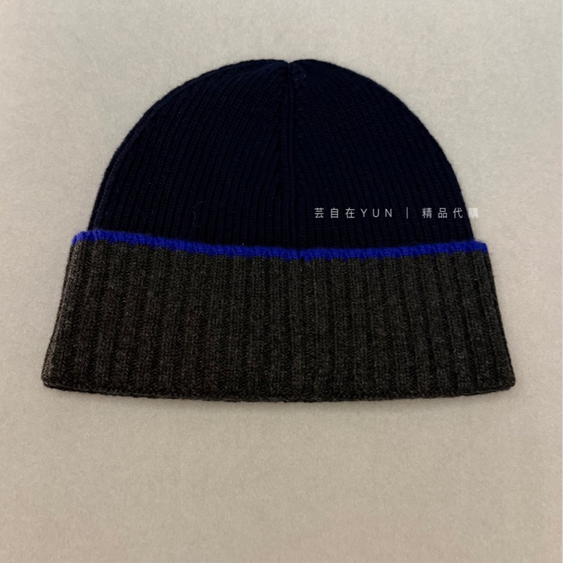 台灣👑Loewe 羅意威 羅威 100% 羊毛 毛帽 男生、女生都可以戴 深藍拼灰色 送禮 禮物-1