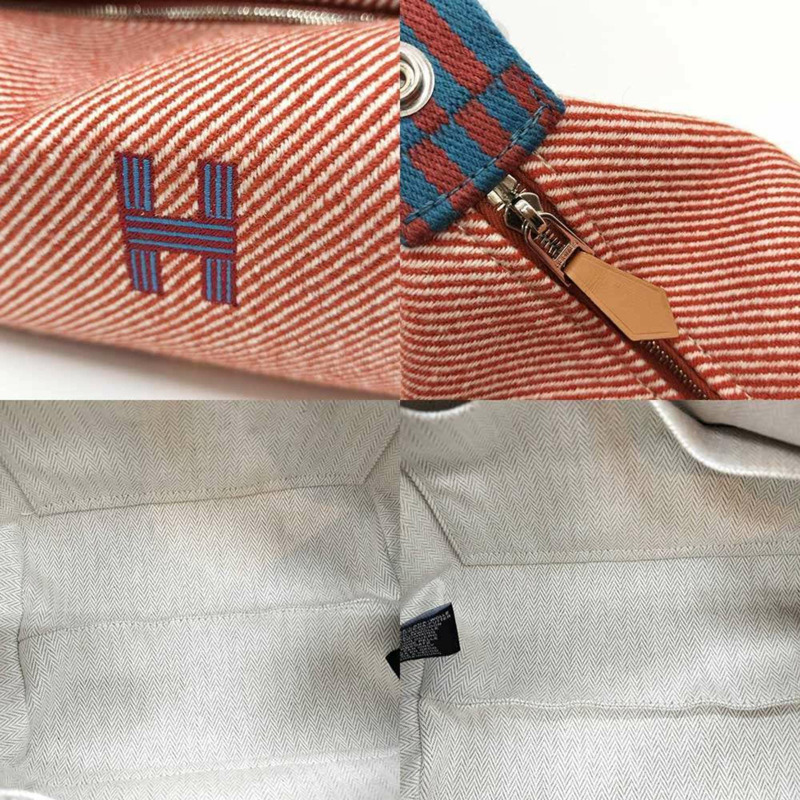 愛馬仕 Brid A 黑色 PM 手提包小包 橙色 x 紅色 藍色帆布 愛馬仕-4