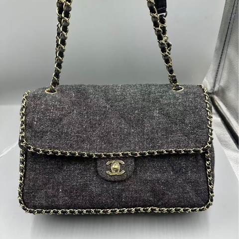 Chanel✨鏈條花呢丹寧牛仔JUMBO XXL 機場包