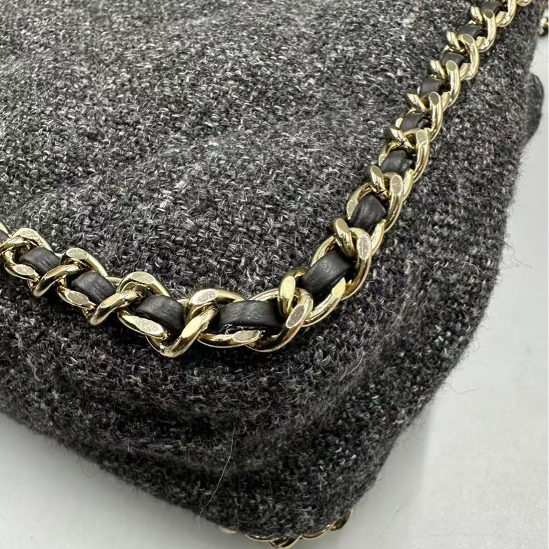 Chanel✨鏈條花呢丹寧牛仔JUMBO XXL 機場包-10