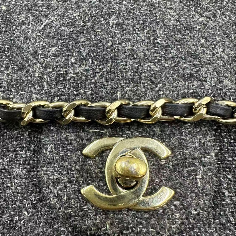 Chanel✨鏈條花呢丹寧牛仔JUMBO XXL 機場包-17