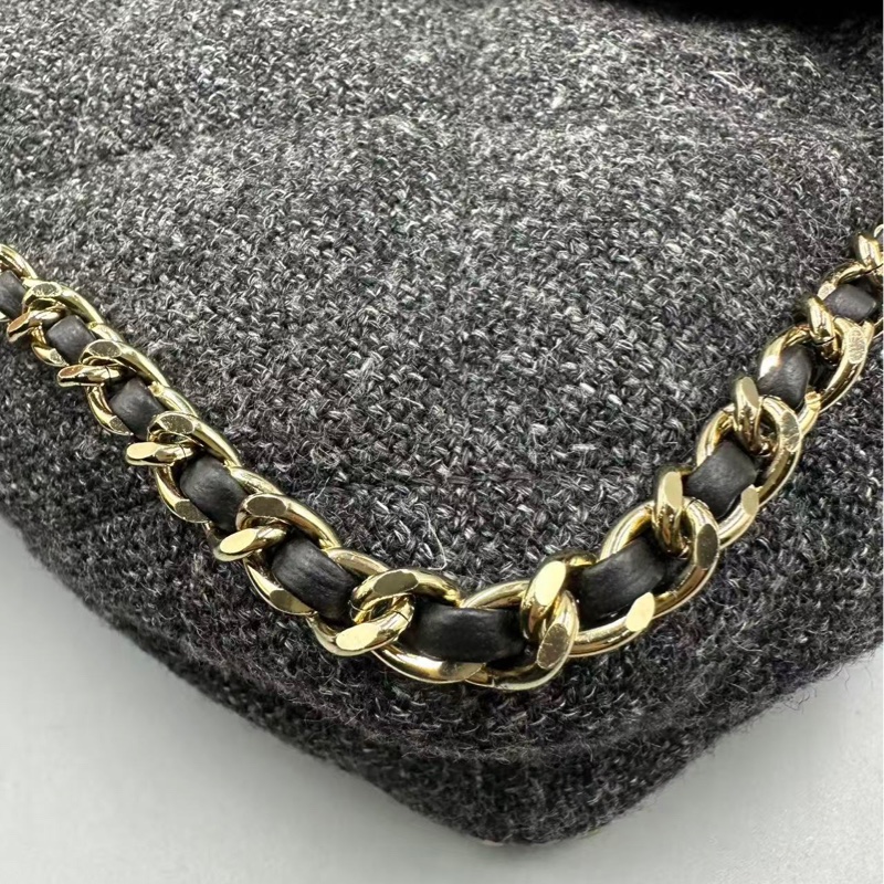 Chanel✨鏈條花呢丹寧牛仔JUMBO XXL 機場包-8