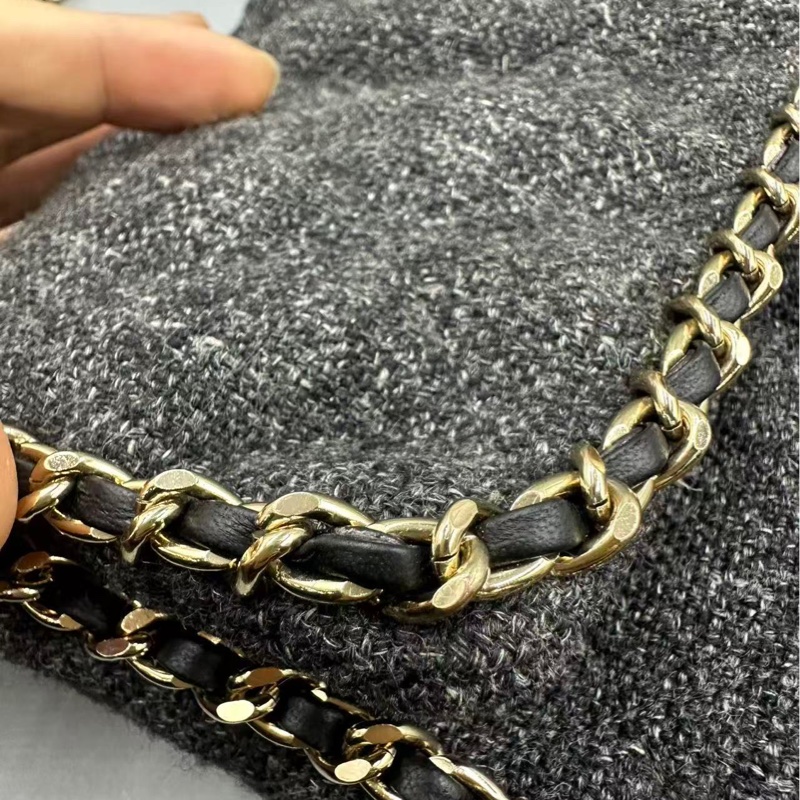 Chanel✨鏈條花呢丹寧牛仔JUMBO XXL 機場包-11