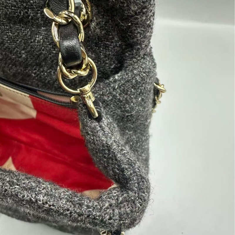 Chanel✨鏈條花呢丹寧牛仔JUMBO XXL 機場包-12