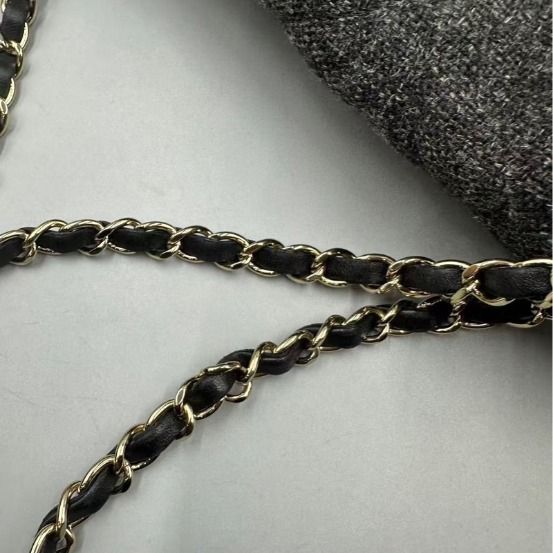 Chanel✨鏈條花呢丹寧牛仔JUMBO XXL 機場包-21