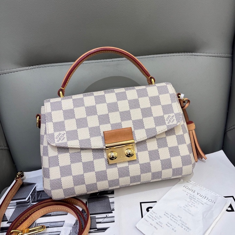 98新芯片款LV白棋盤格流蘇郵差包 23年-0