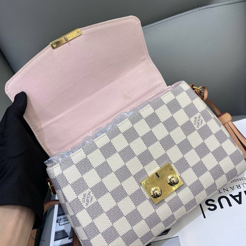 98新芯片款LV白棋盤格流蘇郵差包 23年-7