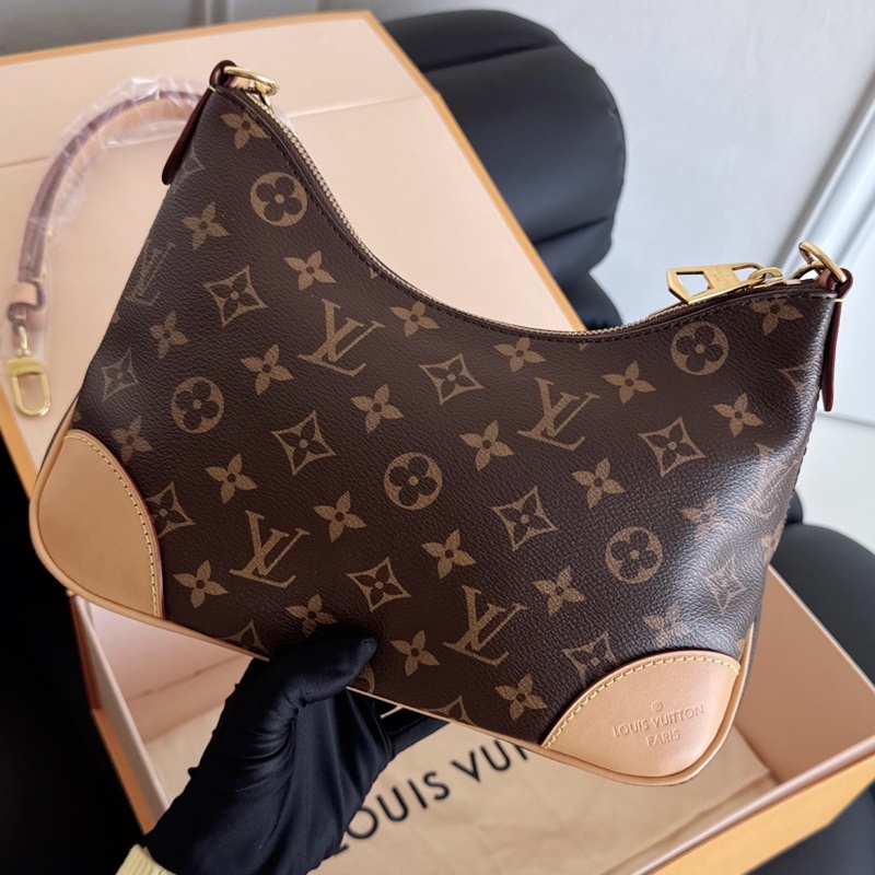【近新閒置品】Louis Vuitton 路易威登LV Boulogne牛角包新款棕邊復古肩背包-0
