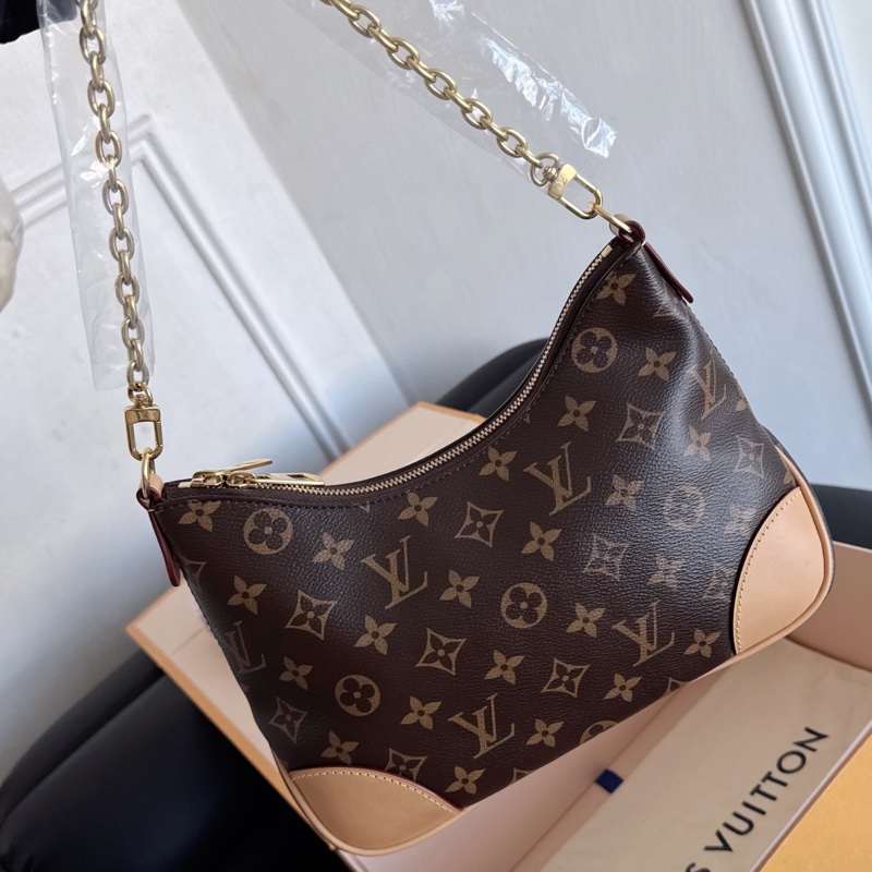 【近新閒置品】Louis Vuitton 路易威登LV Boulogne牛角包新款棕邊復古肩背包-2