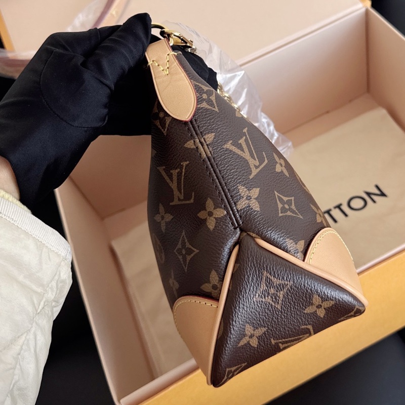 【近新閒置品】Louis Vuitton 路易威登LV Boulogne牛角包新款棕邊復古肩背包-5