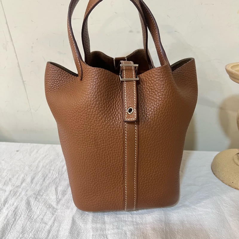 ෆ Hermes Picotin金棕銀菜籃子-5