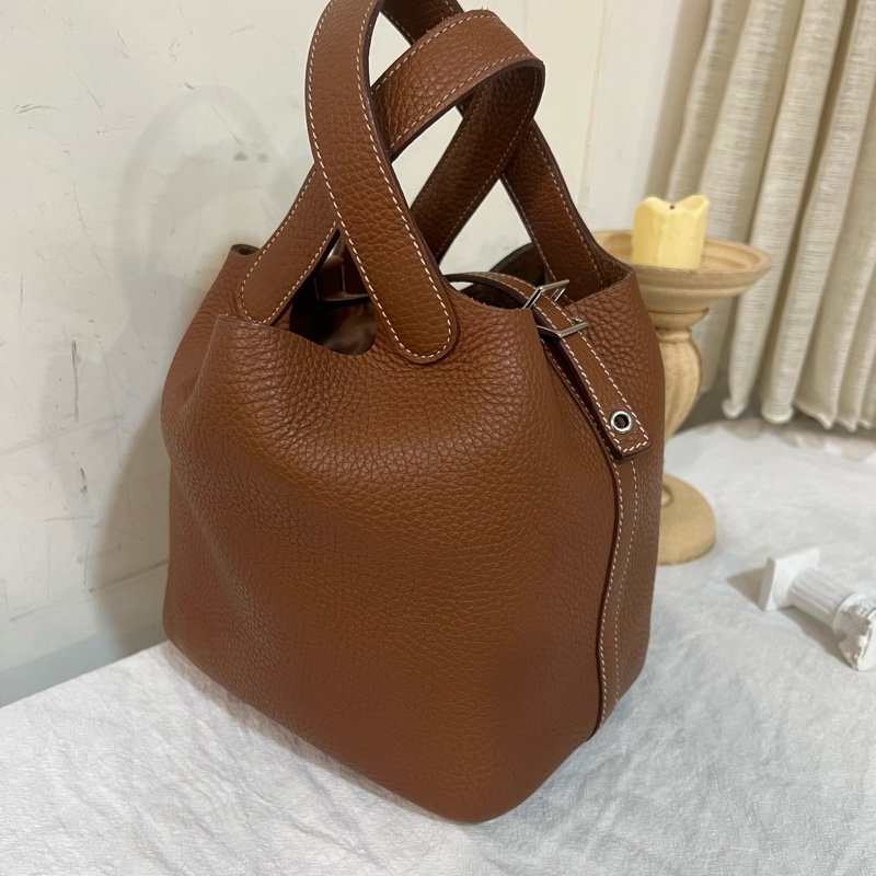 ෆ Hermes Picotin金棕銀菜籃子-6