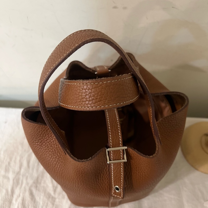 ෆ Hermes Picotin金棕銀菜籃子-7