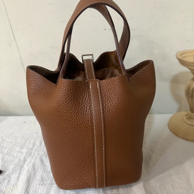 ෆ Hermes Picotin金棕銀菜籃子-9