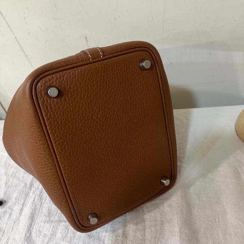 ෆ Hermes Picotin金棕銀菜籃子-10