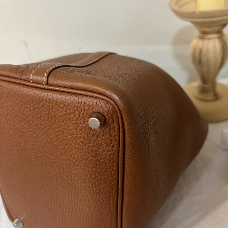 ෆ Hermes Picotin金棕銀菜籃子-12