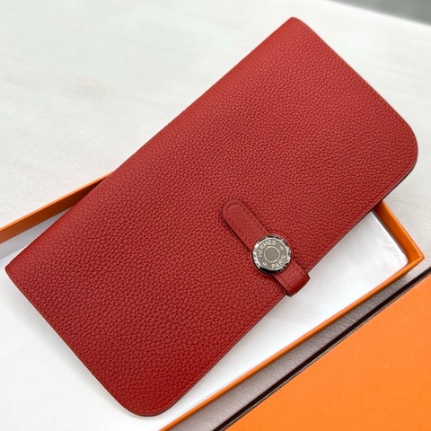 【近新閒置品】愛馬仕Hermes 磚紅色Dogon長款錢包/手拿 T刻 tc長夾財布
