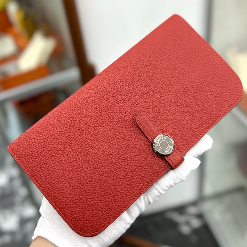 【近新閒置品】愛馬仕Hermes 磚紅色Dogon長款錢包/手拿 T刻 tc長夾財布-3