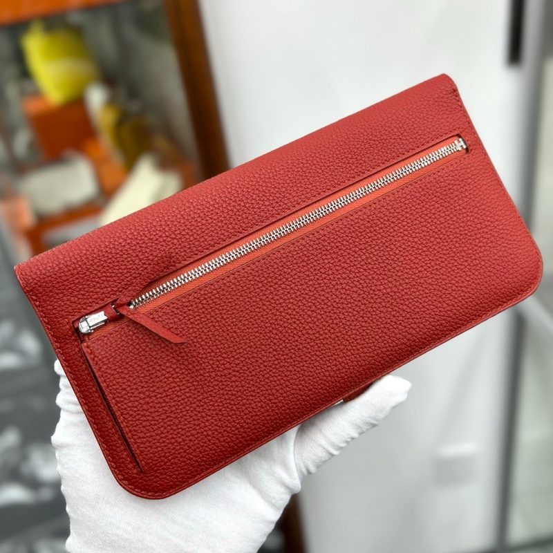 【近新閒置品】愛馬仕Hermes 磚紅色Dogon長款錢包/手拿 T刻 tc長夾財布-4