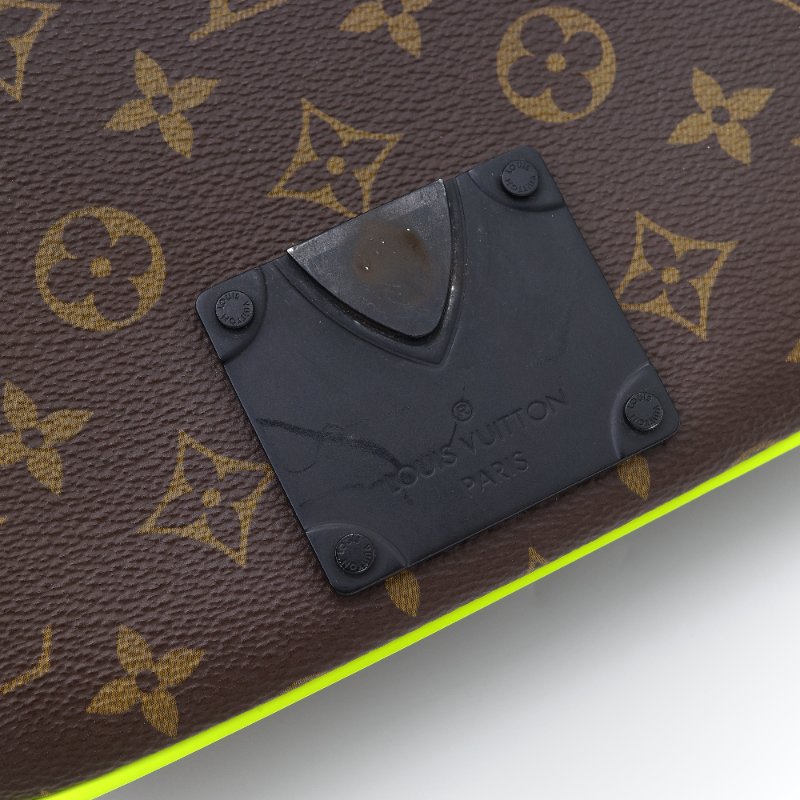 Louis Vuitton 路易威登 S-Lock 老花 深棕色 螢光黃 塗層帆布 斜背包-10