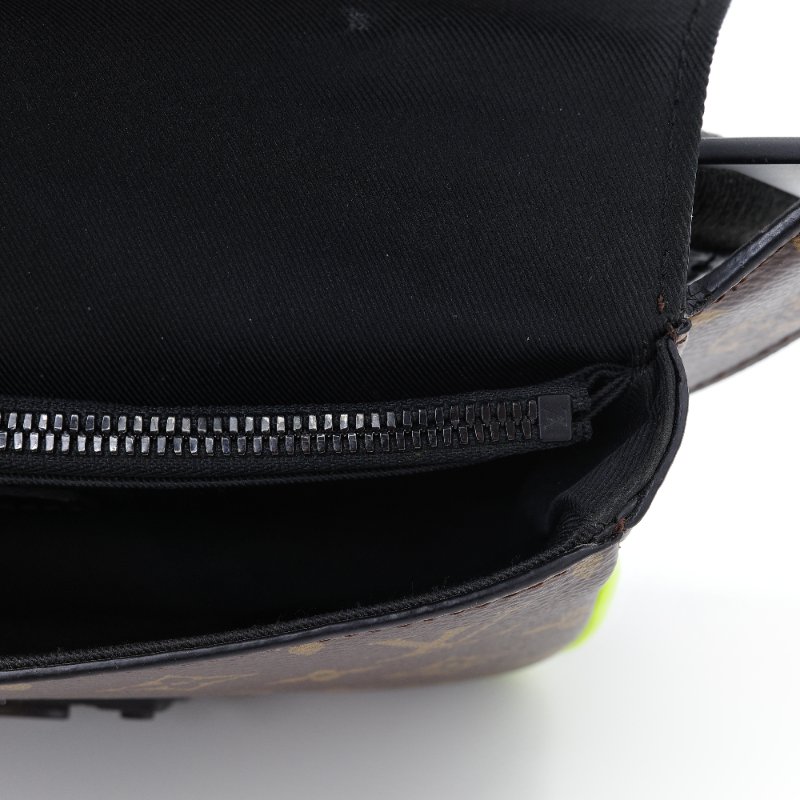 Louis Vuitton 路易威登 S-Lock 老花 深棕色 螢光黃 塗層帆布 斜背包-12