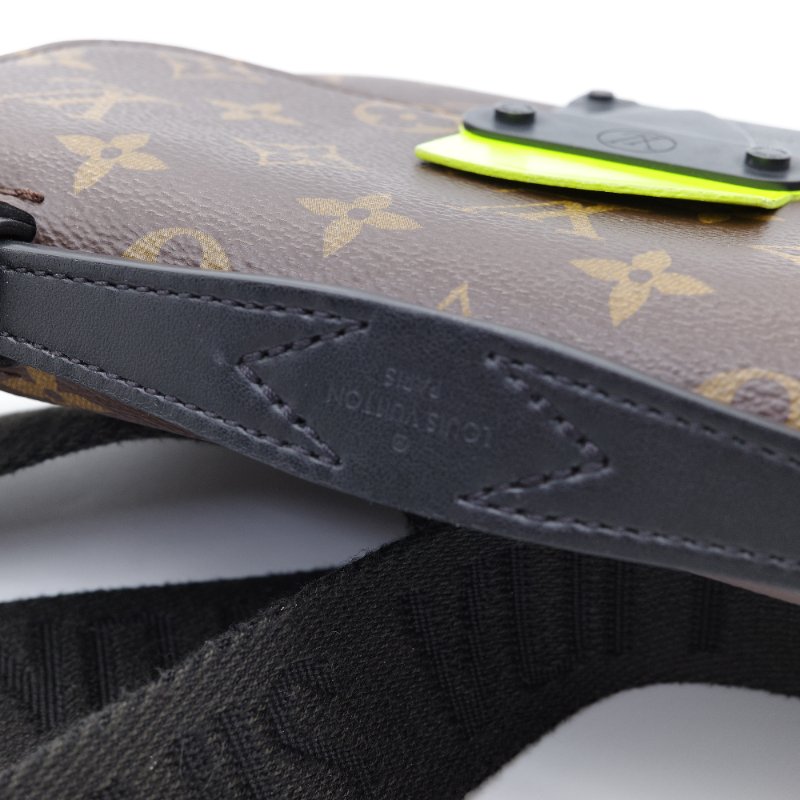 Louis Vuitton 路易威登 S-Lock 老花 深棕色 螢光黃 塗層帆布 斜背包-14