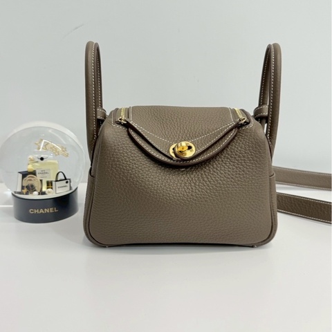 Hermes mini Lindy 大象灰 金釦 全新全配