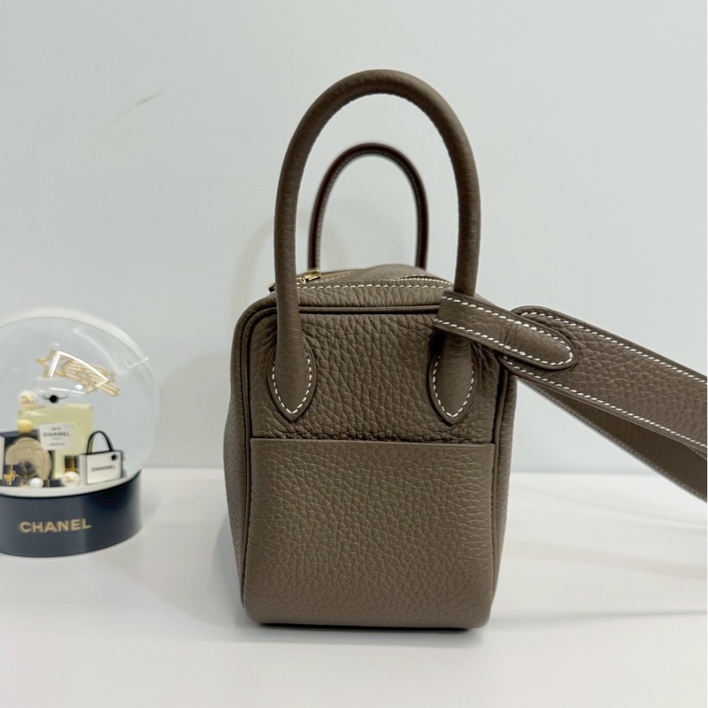 Hermes mini Lindy 大象灰 金釦 全新全配-2
