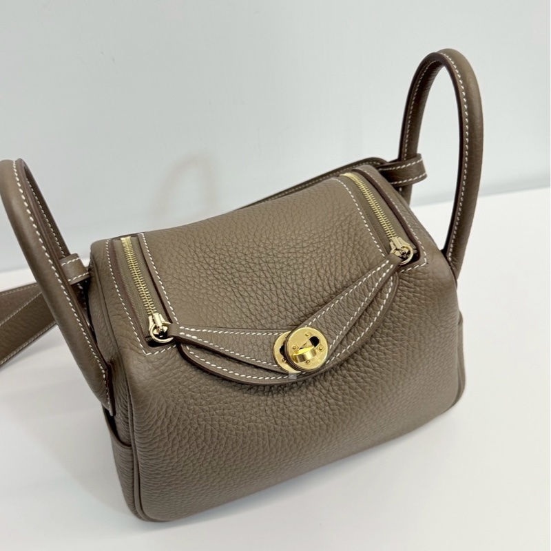 Hermes mini Lindy 大象灰 金釦 全新全配-4