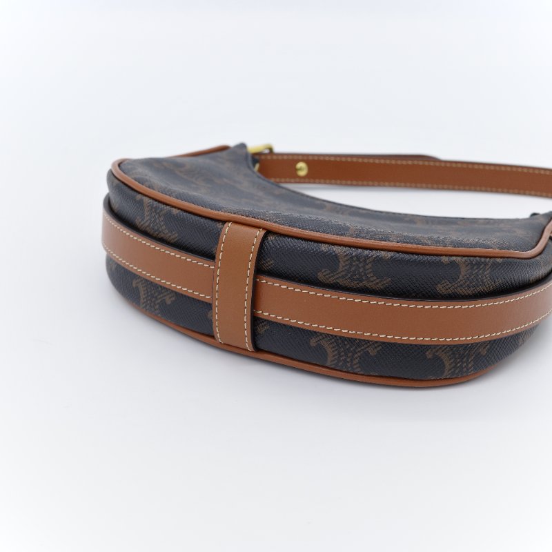 Celine 思琳 Ava 迷你經典老花 黃褐色 牛皮 肩背包 腋下包 手袋-3