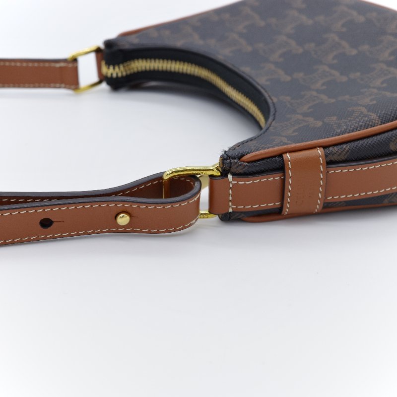 Celine 思琳 Ava 迷你經典老花 黃褐色 牛皮 肩背包 腋下包 手袋-4