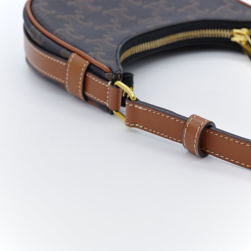 Celine 思琳 Ava 迷你經典老花 黃褐色 牛皮 肩背包 腋下包 手袋-5