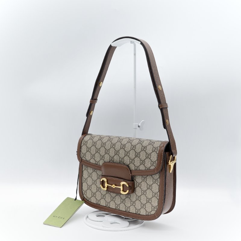 Gucci 古馳 1955 烏木色 棕色牛皮 經典花紋 單肩包 馬鞍包-3