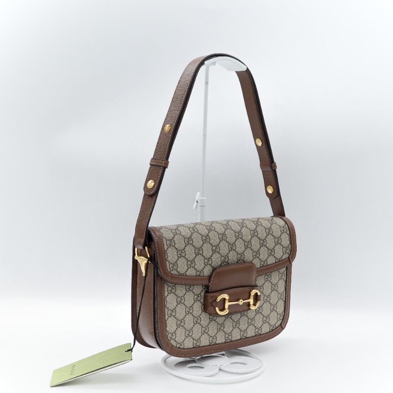 Gucci 古馳 1955 烏木色 棕色牛皮 經典花紋 單肩包 馬鞍包-4