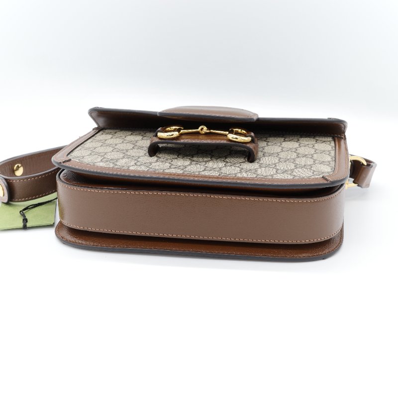Gucci 古馳 1955 烏木色 棕色牛皮 經典花紋 單肩包 馬鞍包-6