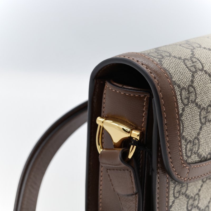 Gucci 古馳 1955 烏木色 棕色牛皮 經典花紋 單肩包 馬鞍包-8