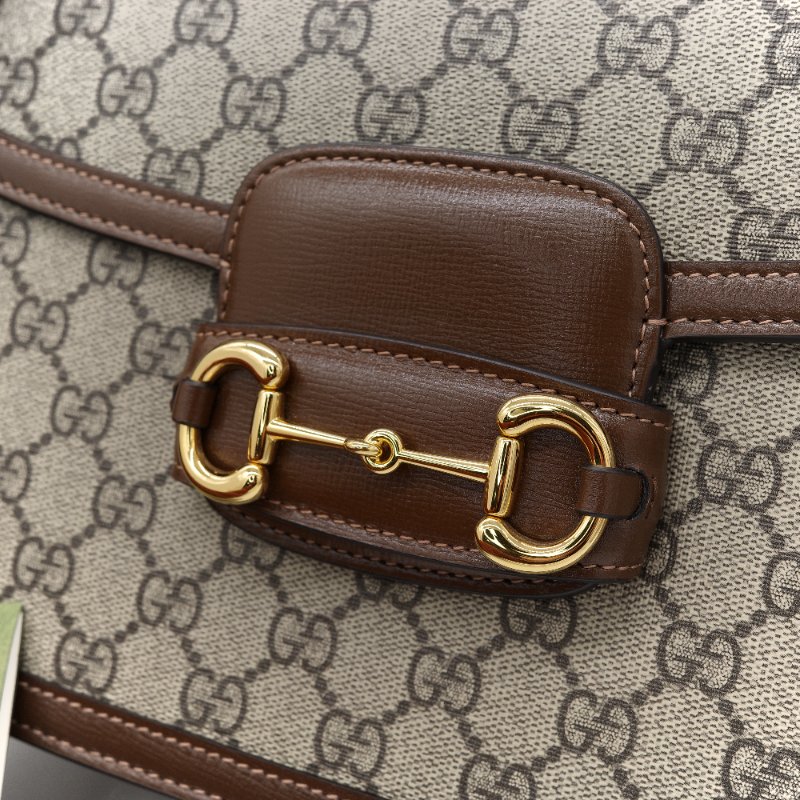 Gucci 古馳 1955 烏木色 棕色牛皮 經典花紋 單肩包 馬鞍包-9