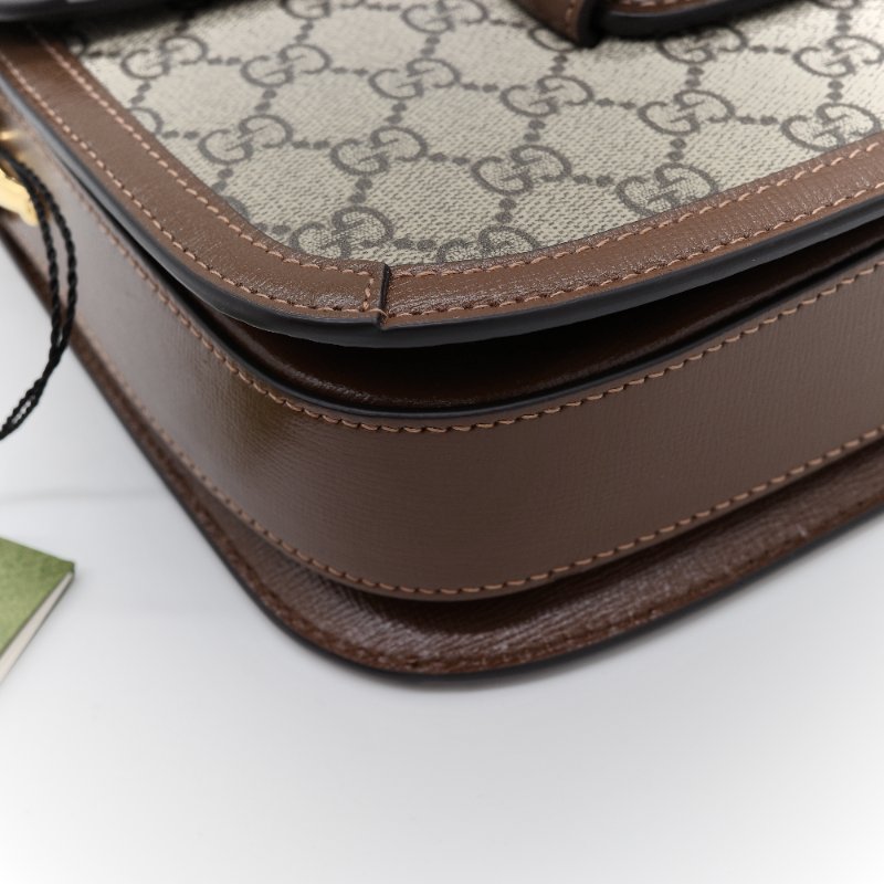 Gucci 古馳 1955 烏木色 棕色牛皮 經典花紋 單肩包 馬鞍包-10