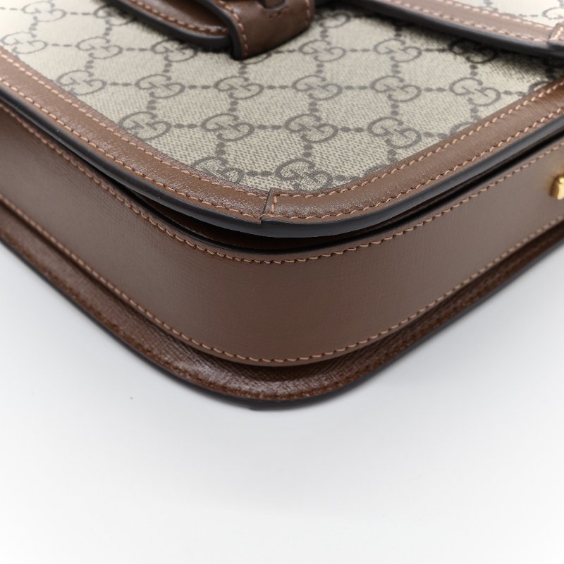 Gucci 古馳 1955 烏木色 棕色牛皮 經典花紋 單肩包 馬鞍包-11
