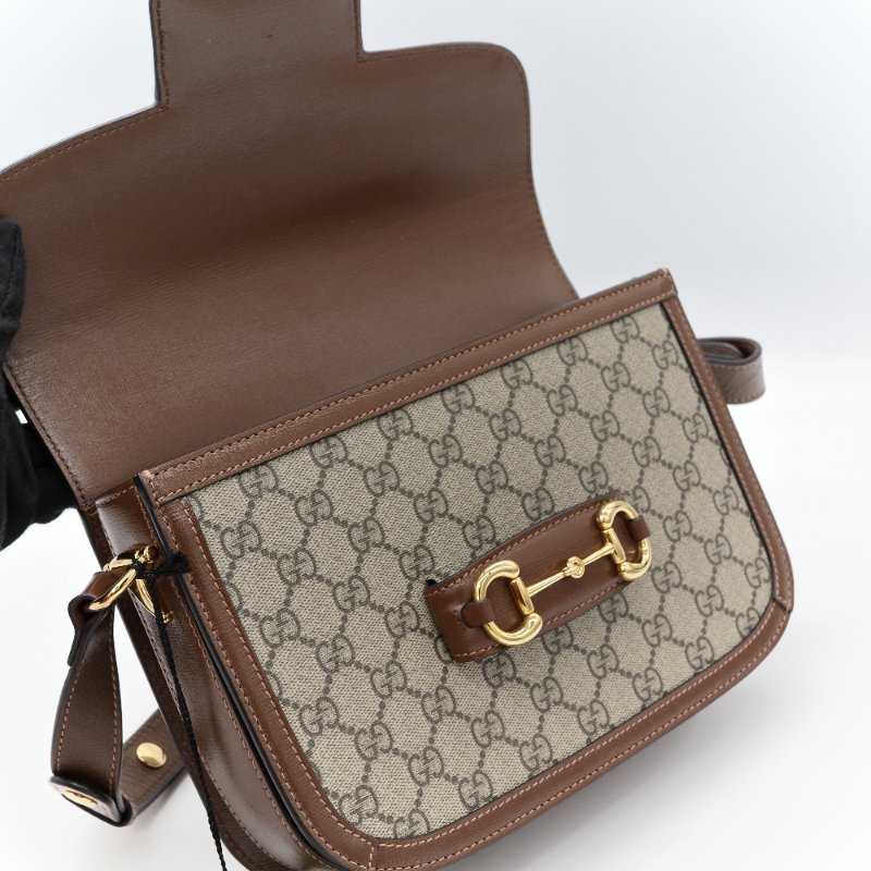 Gucci 古馳 1955 烏木色 棕色牛皮 經典花紋 單肩包 馬鞍包-13
