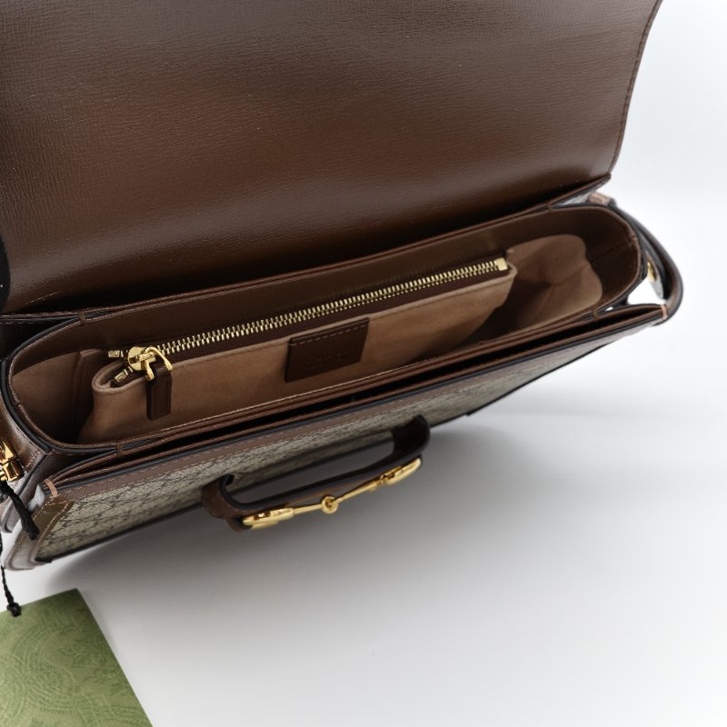 Gucci 古馳 1955 烏木色 棕色牛皮 經典花紋 單肩包 馬鞍包-14