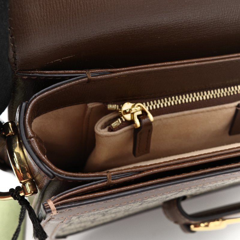 Gucci 古馳 1955 烏木色 棕色牛皮 經典花紋 單肩包 馬鞍包-16