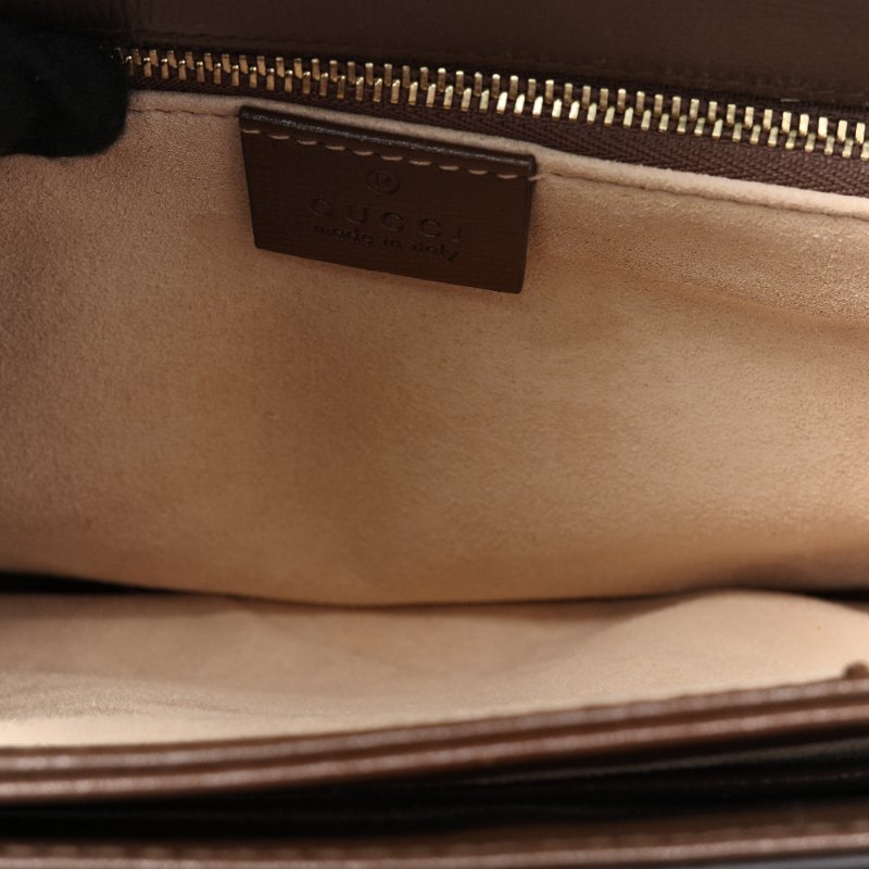 Gucci 古馳 1955 烏木色 棕色牛皮 經典花紋 單肩包 馬鞍包-17