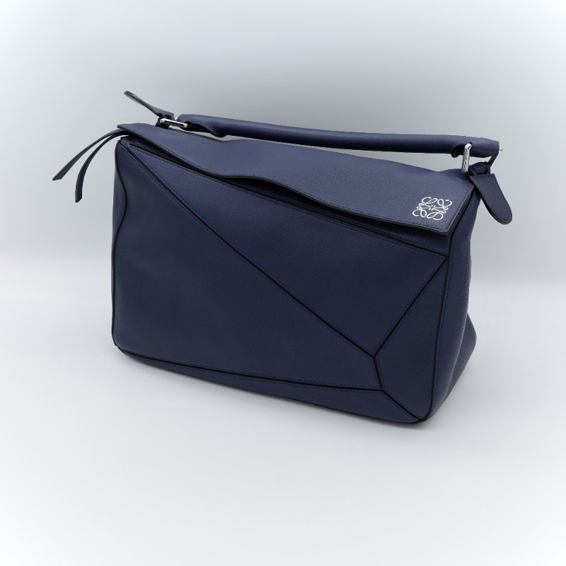 Loewe 羅威 Puzzle 大號 深藍色 牛皮 斜挎包 手提包-1